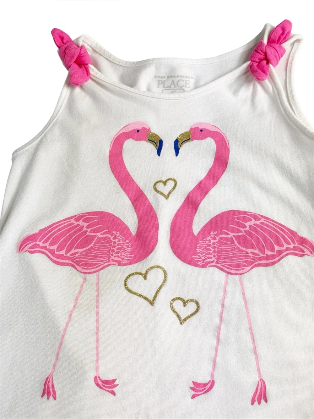 The Children's Place Toddler Girls White & Pink Flamingo Short Set 4T